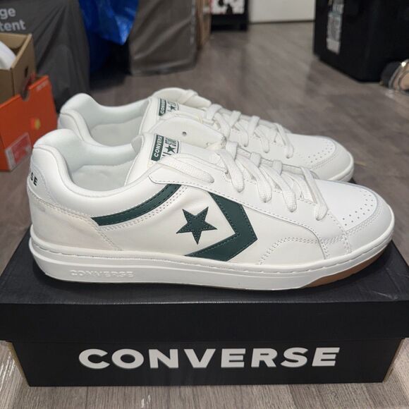 Converse Other - Converse Pro Blaze Classic Ox Leather Shoes White Green Egret- A12404C Size 11.5